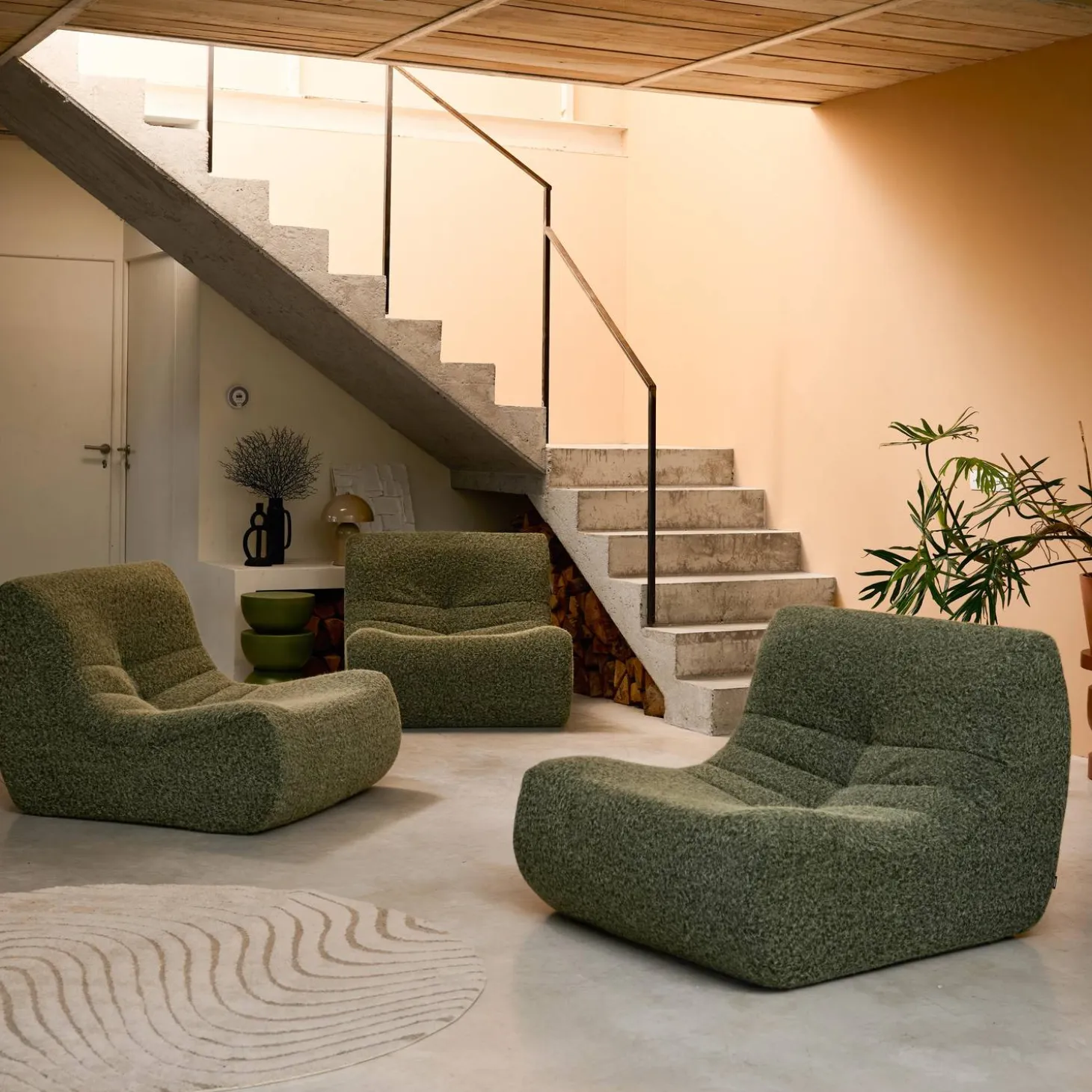 Sofá modular en tejido efecto alpaca, 3 plazas