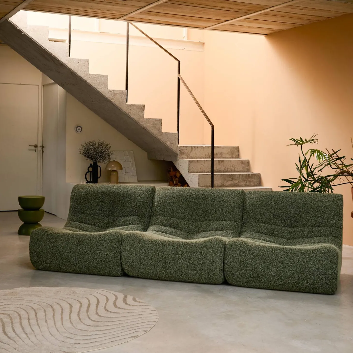Sofá modular en tejido efecto alpaca, 3 plazas