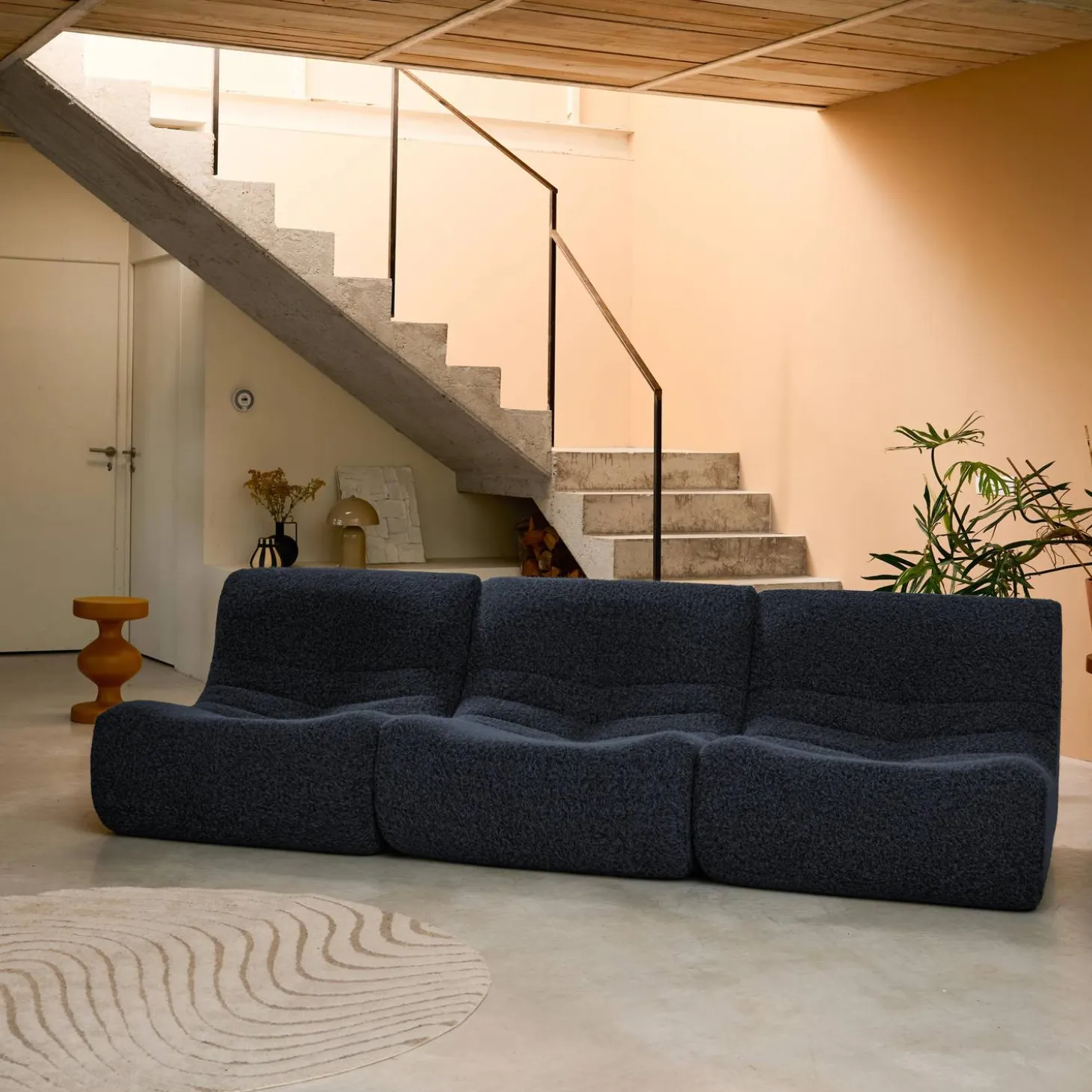 Sofá modular en tejido efecto alpaca, 3 plazas