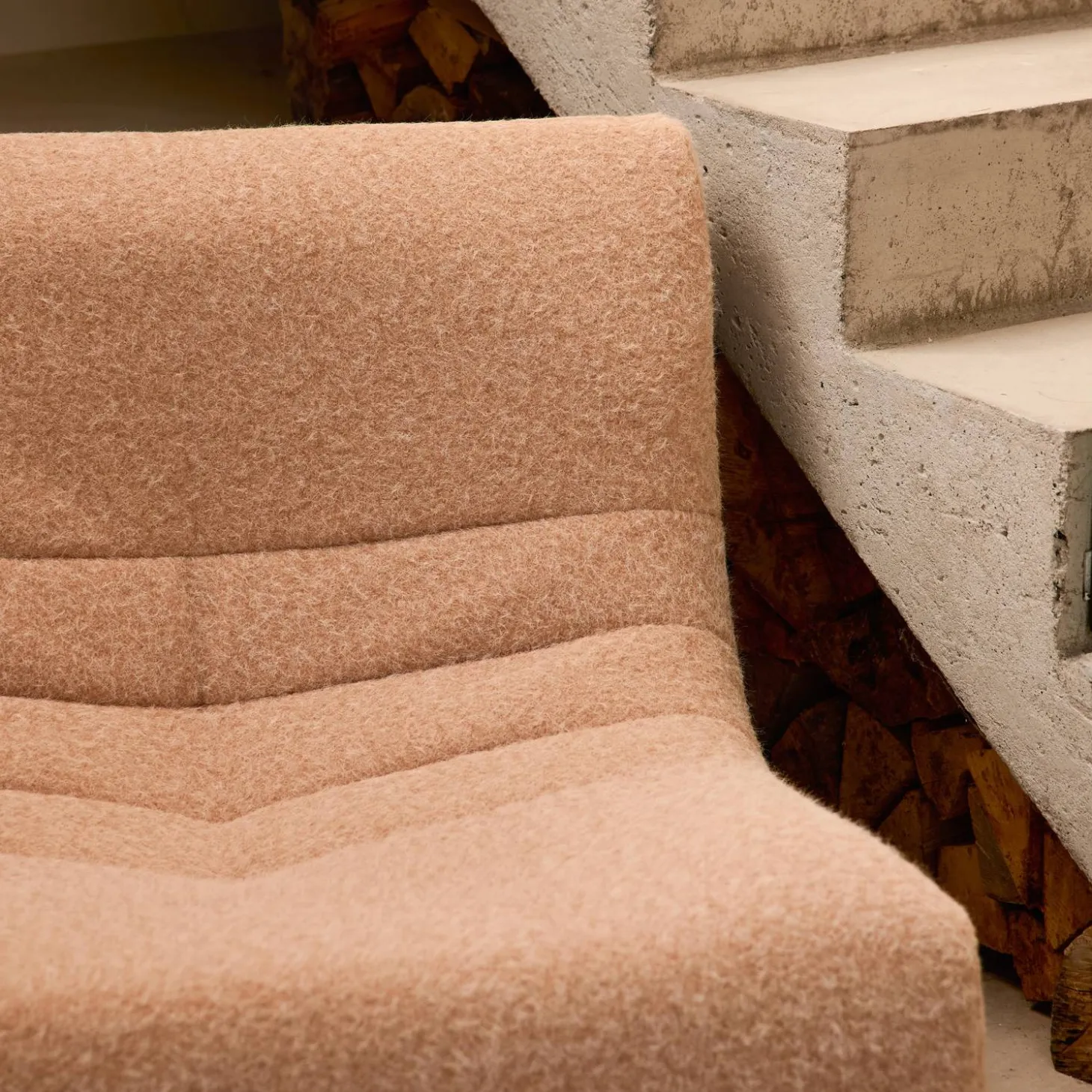 Sofá modular en tejido efecto alpaca, 2 plazas