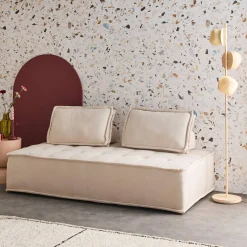 Sofá modular en tela lisa, 2 plazas