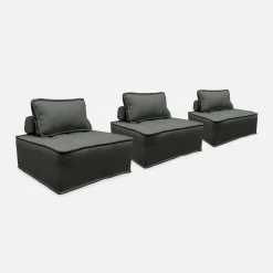 Sofá modular en tela lisa, 3 plazas