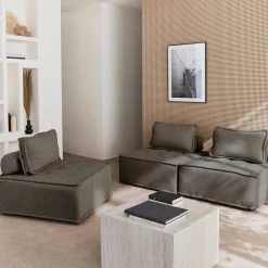 Sofá modular en tela lisa, 3 plazas