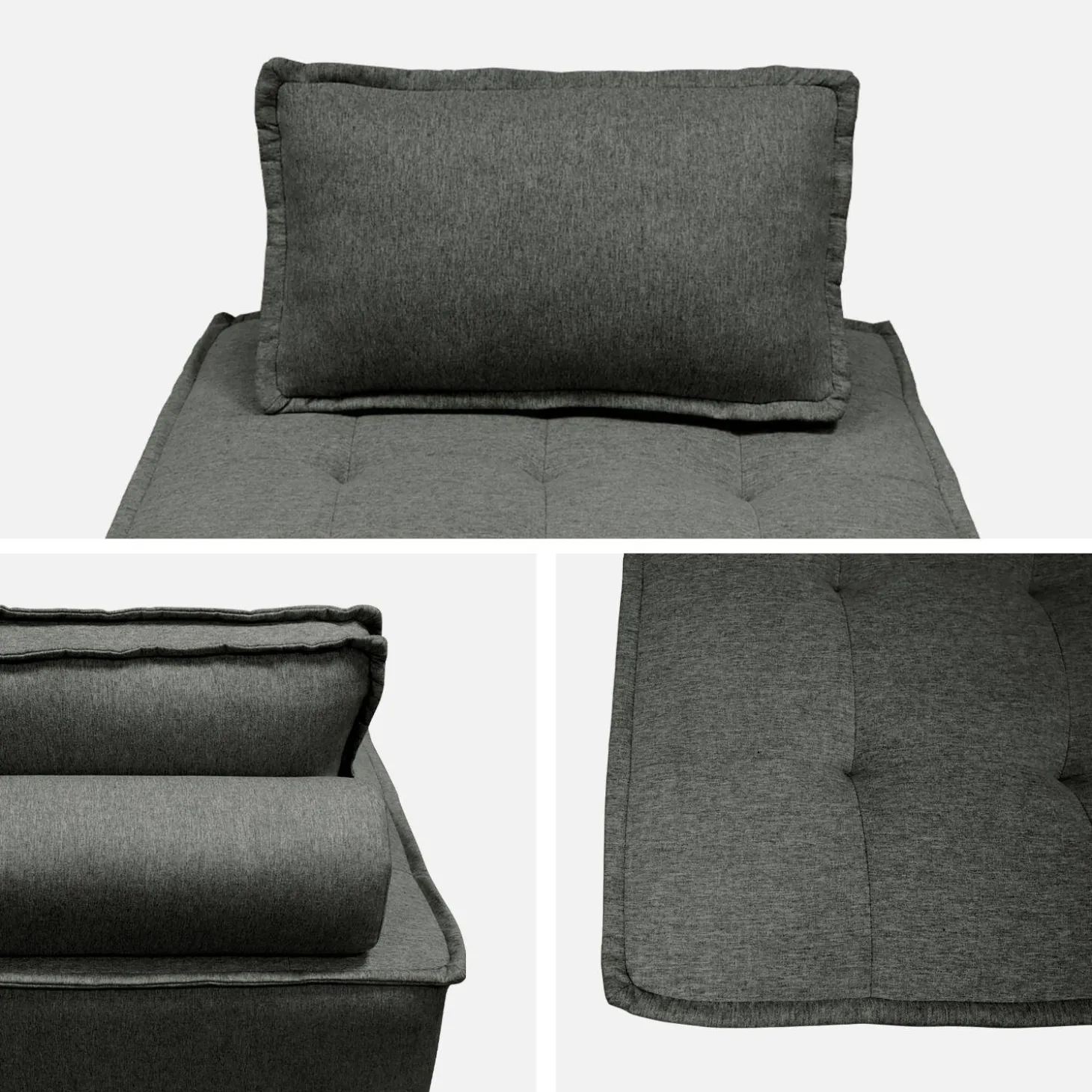 Sofá modular en tela lisa, 3 plazas