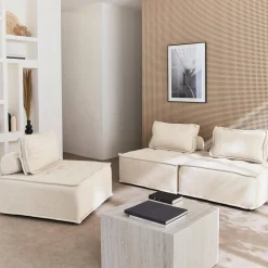 Sofá modular en tela lisa, 3 plazas