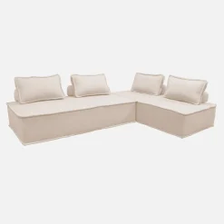 Sofá modular en tela lisa, 4 plazas