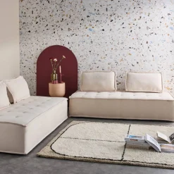 Sofá modular en tela lisa, 4 plazas