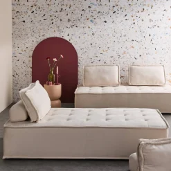 Sofá modular en tela lisa, 4 plazas