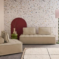 Sofá modular en tela lisa, 3 plazas