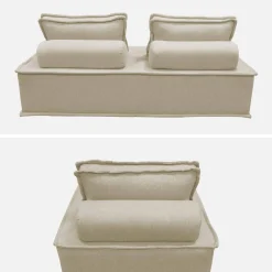 Sofá modular en tela lisa, 3 plazas