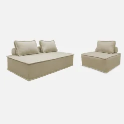 Sofá modular en tela lisa, 3 plazas