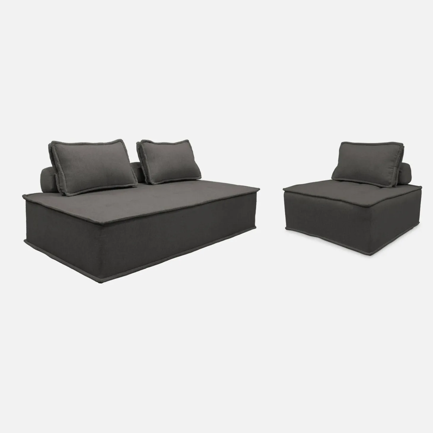 Sofá modular en tela lisa, 3 plazas