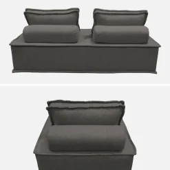 Sofá modular en tela lisa, 3 plazas