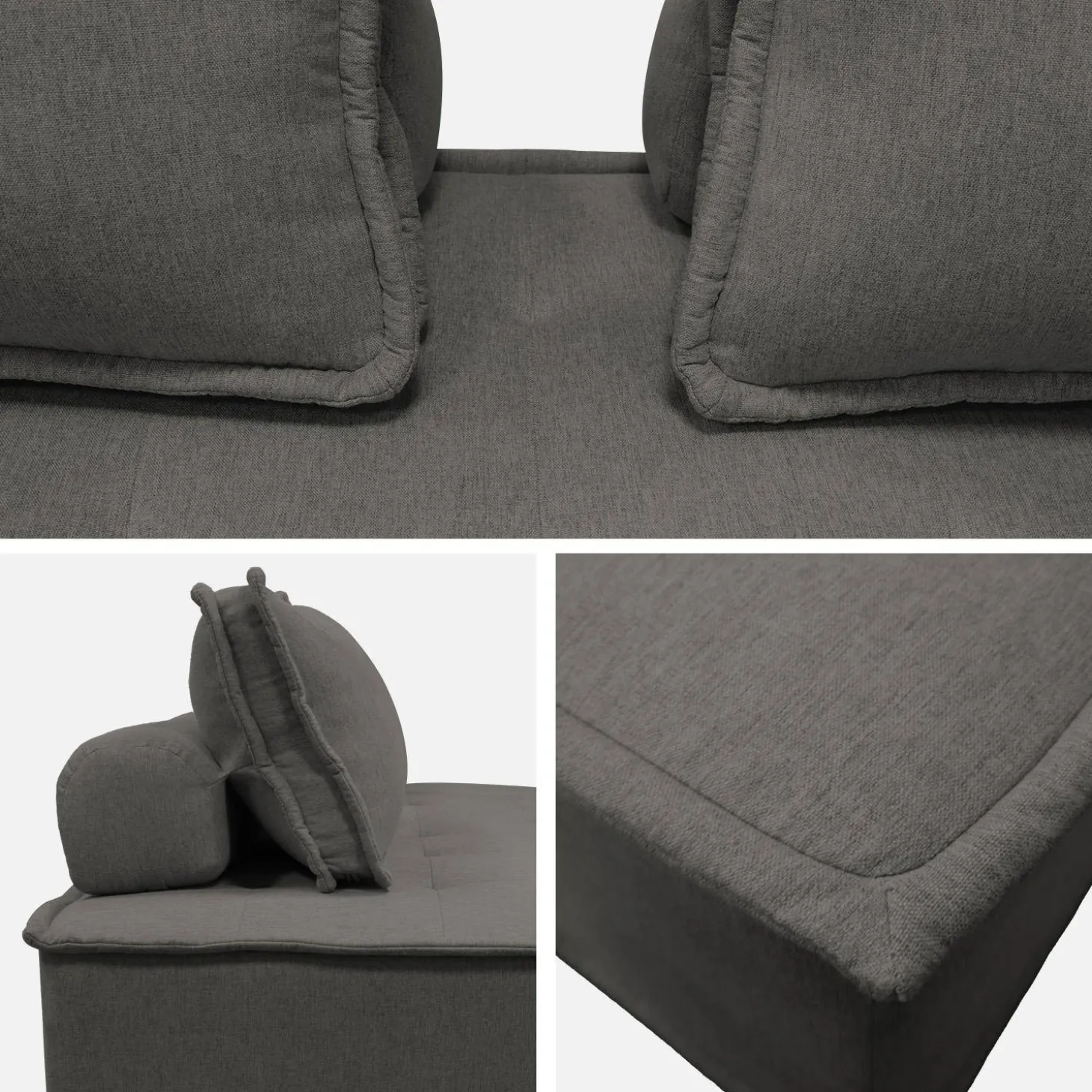 Sofá modular en tela lisa, 3 plazas