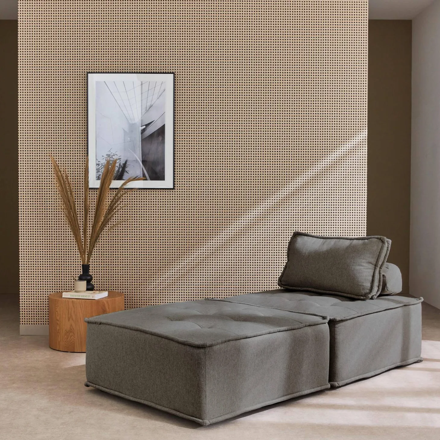 Sofá modular en tela lisa, 2 plazas