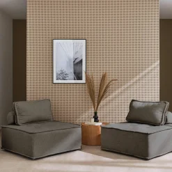 Sofá modular en tela lisa, 2 plazas