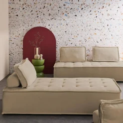 Sofá modular en tela lisa, 4 plazas