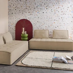 Sofá modular en tela lisa, 4 plazas