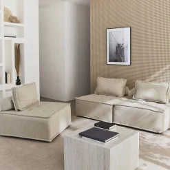 Sofá modular en tela lisa, 3 plazas