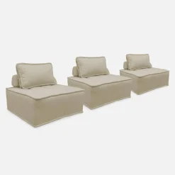Sofá modular en tela lisa, 3 plazas