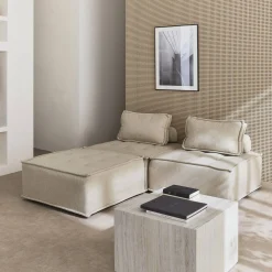 Sofá modular en tela lisa, 3 plazas