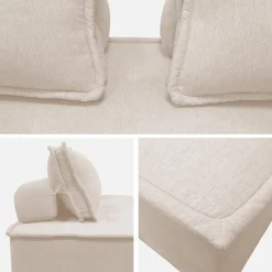 Sofá modular en tela lisa, 3 plazas
