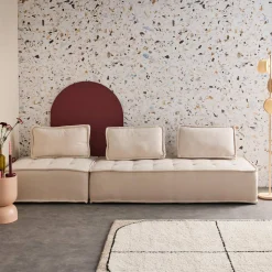 Sofá modular en tela lisa, 3 plazas