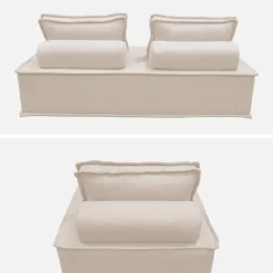 Sofá modular en tela lisa, 3 plazas