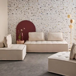 Sofá modular en tela lisa, 4 plazas
