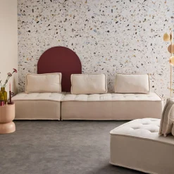 Sofá modular en tela lisa, 4 plazas