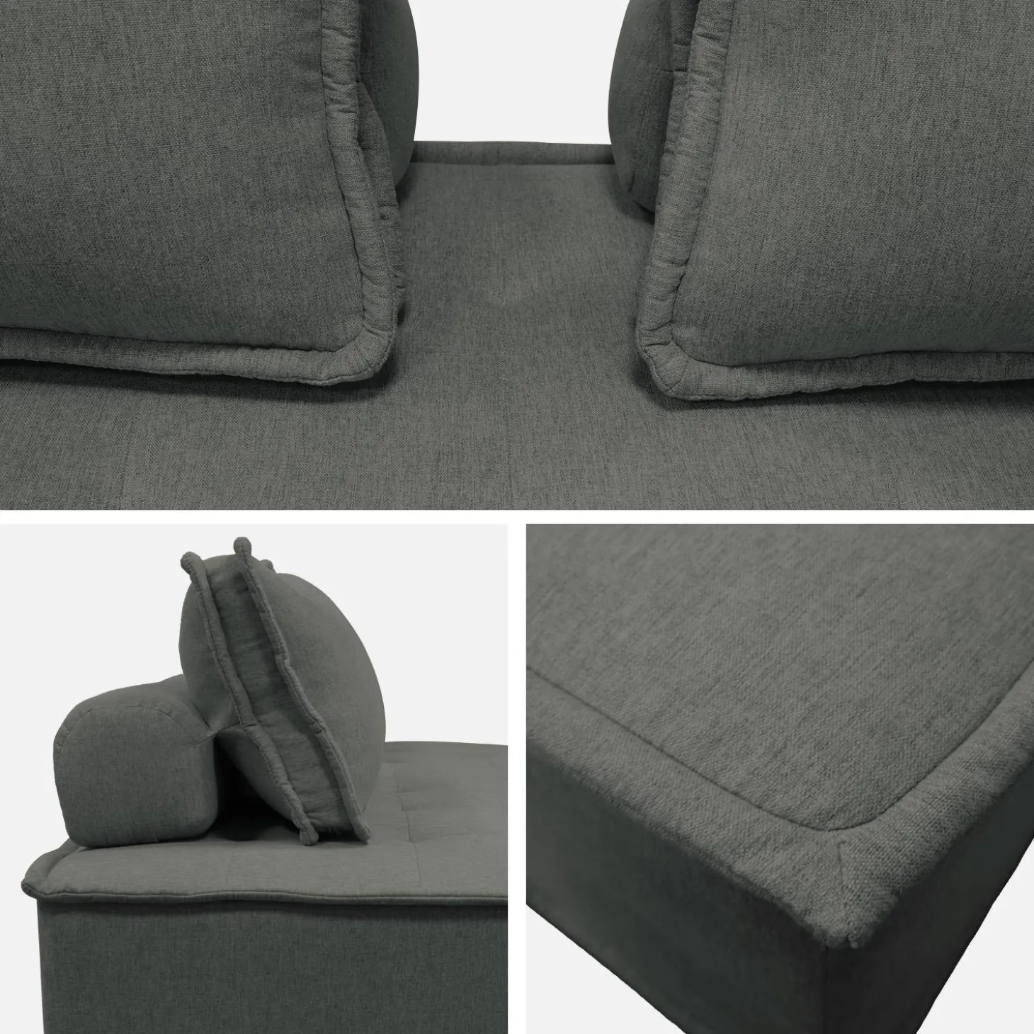 Sofá modular en tela lisa, 4 plazas