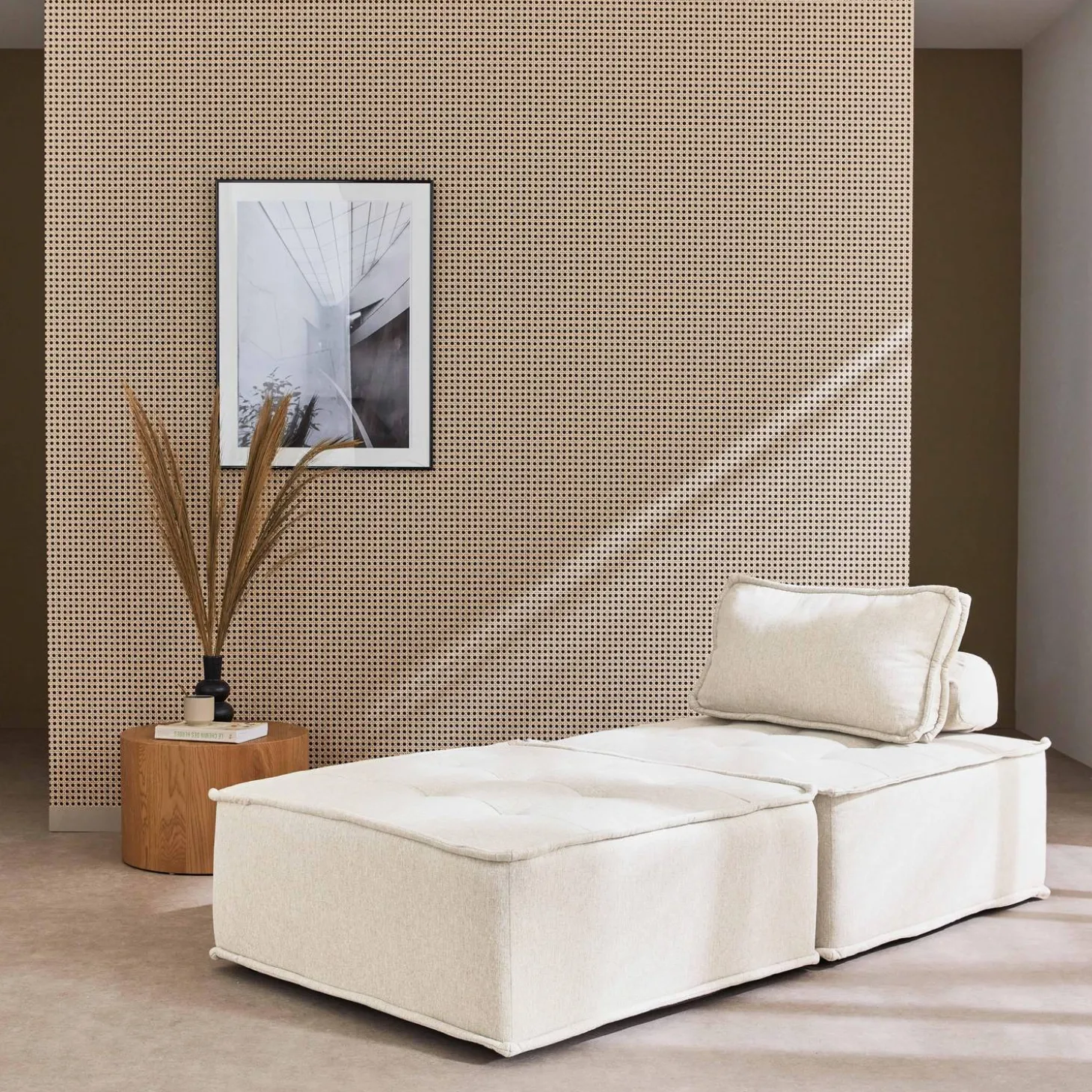 Sofá modular en tela lisa, 2 plazas