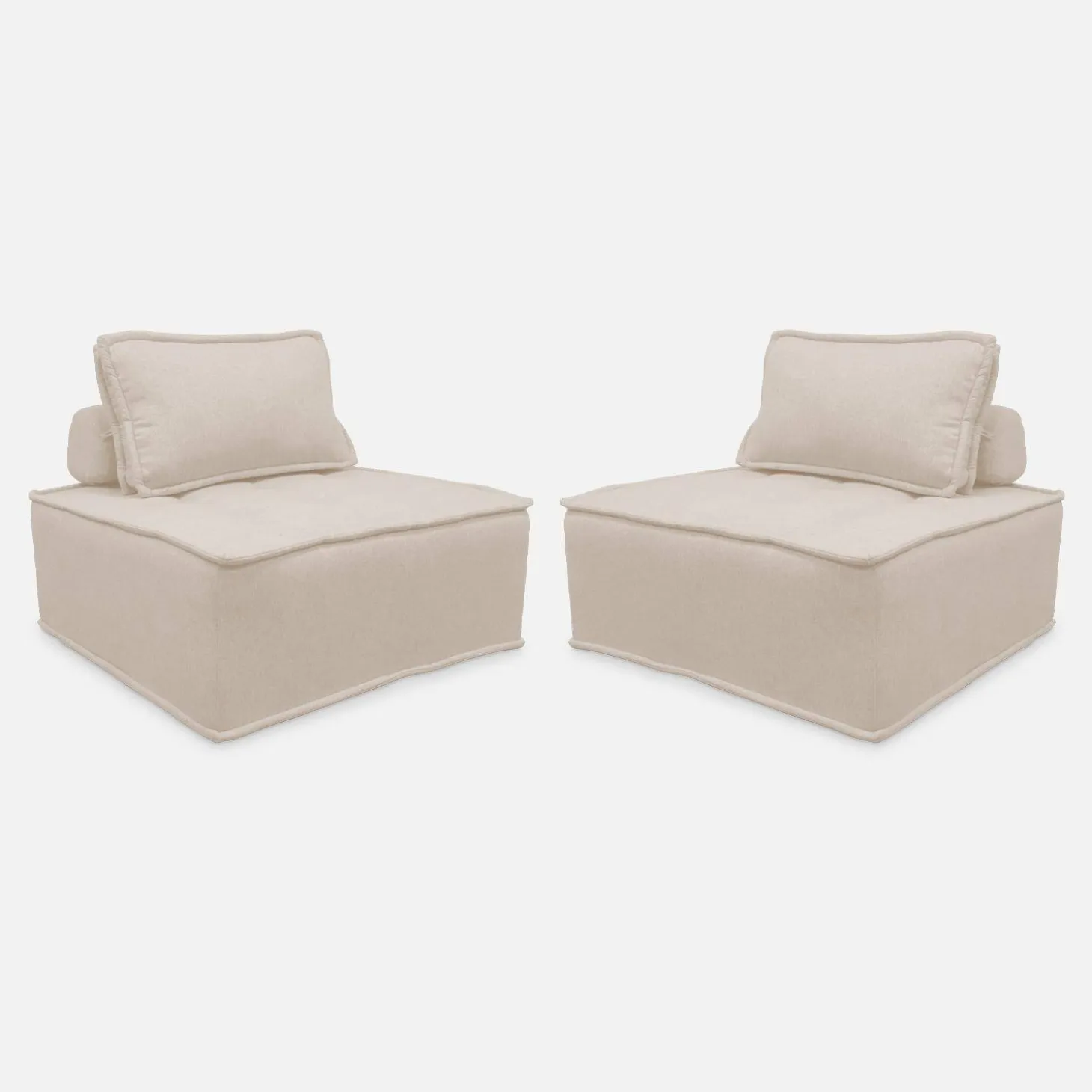 Sofá modular en tela lisa, 2 plazas