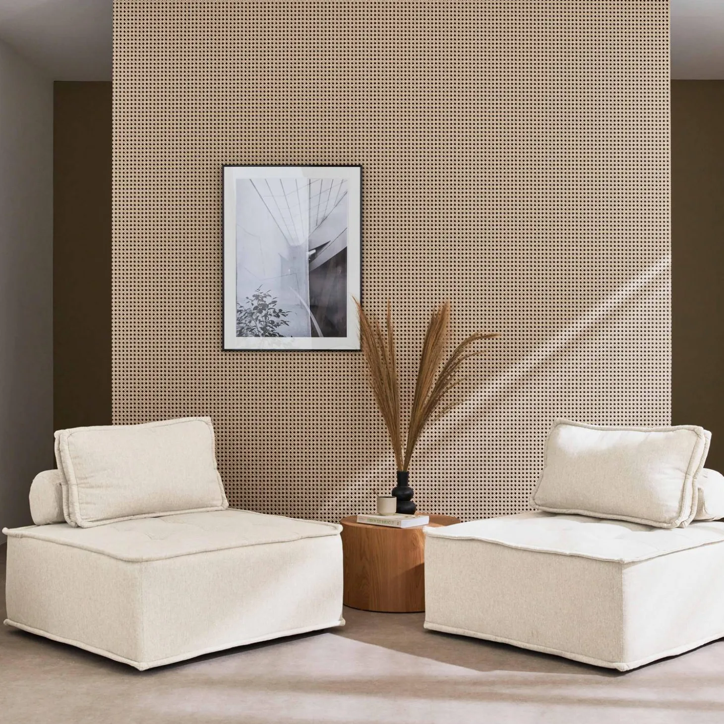 Sofá modular en tela lisa, 2 plazas