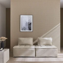 Sofá modular en tela lisa, 2 plazas