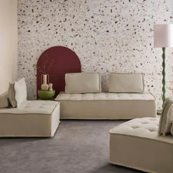 Sofá modular en tela lisa, 4 plazas