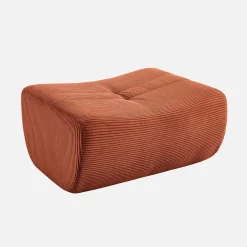 Sofá modular esquinero con reposapiés de terciopelo de pana fina, 7 plazas