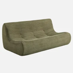 Sofá modular esquinero con reposapiés de terciopelo de pana fina, 7 plazas