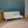 Sofá-cama borreguito con patas de madera, 3 plazas