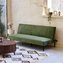 Sofá-cama en terciopelo de pana fina, 3 plazas