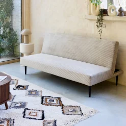 Sofá-cama en terciopelo de pana fina, 3 plazas