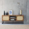 Soporte de TV de madera y caña redondeada 140cm