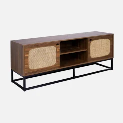 Soporte de TV de madera y caña redondeada 140cm