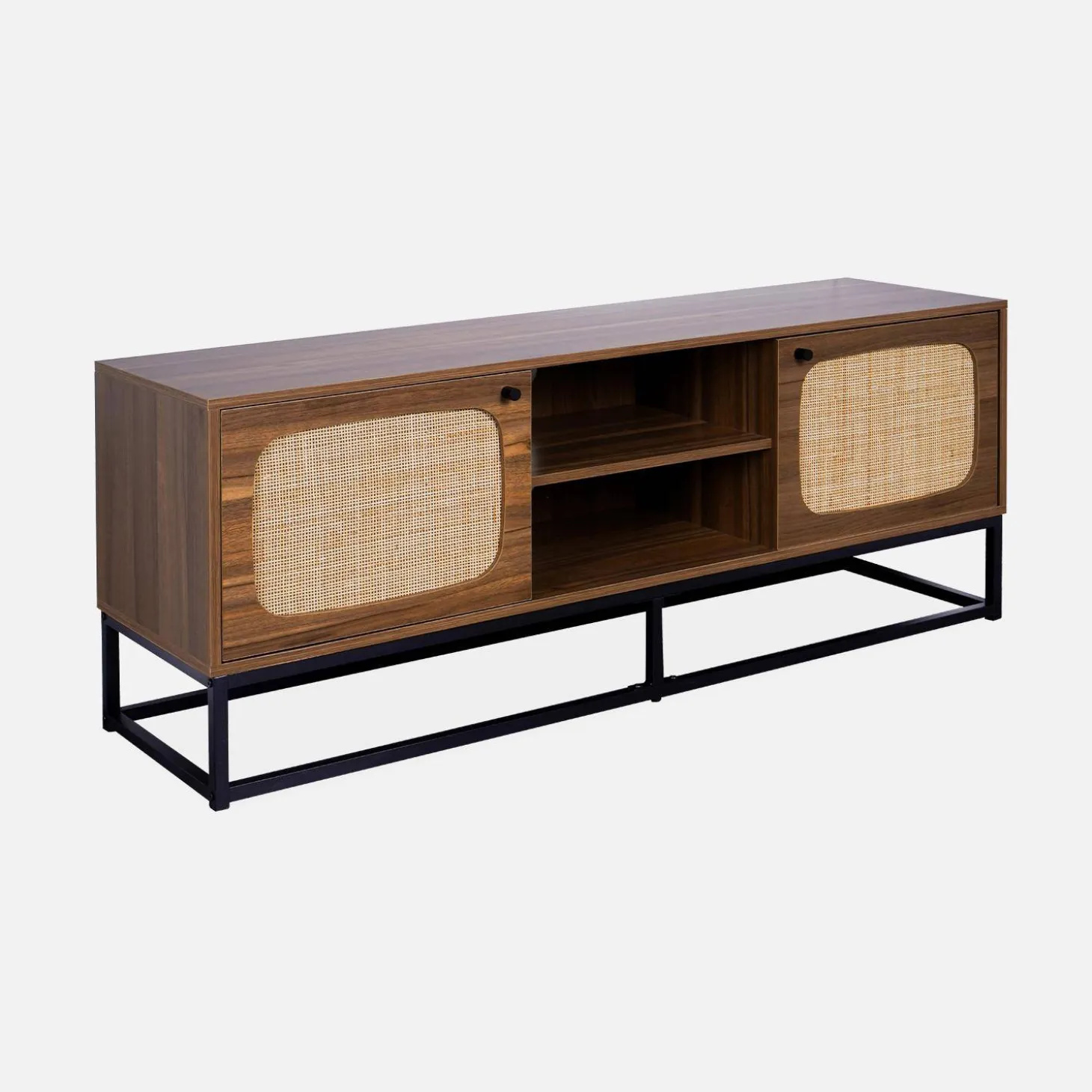 Soporte de TV de madera y caña redondeada 140cm