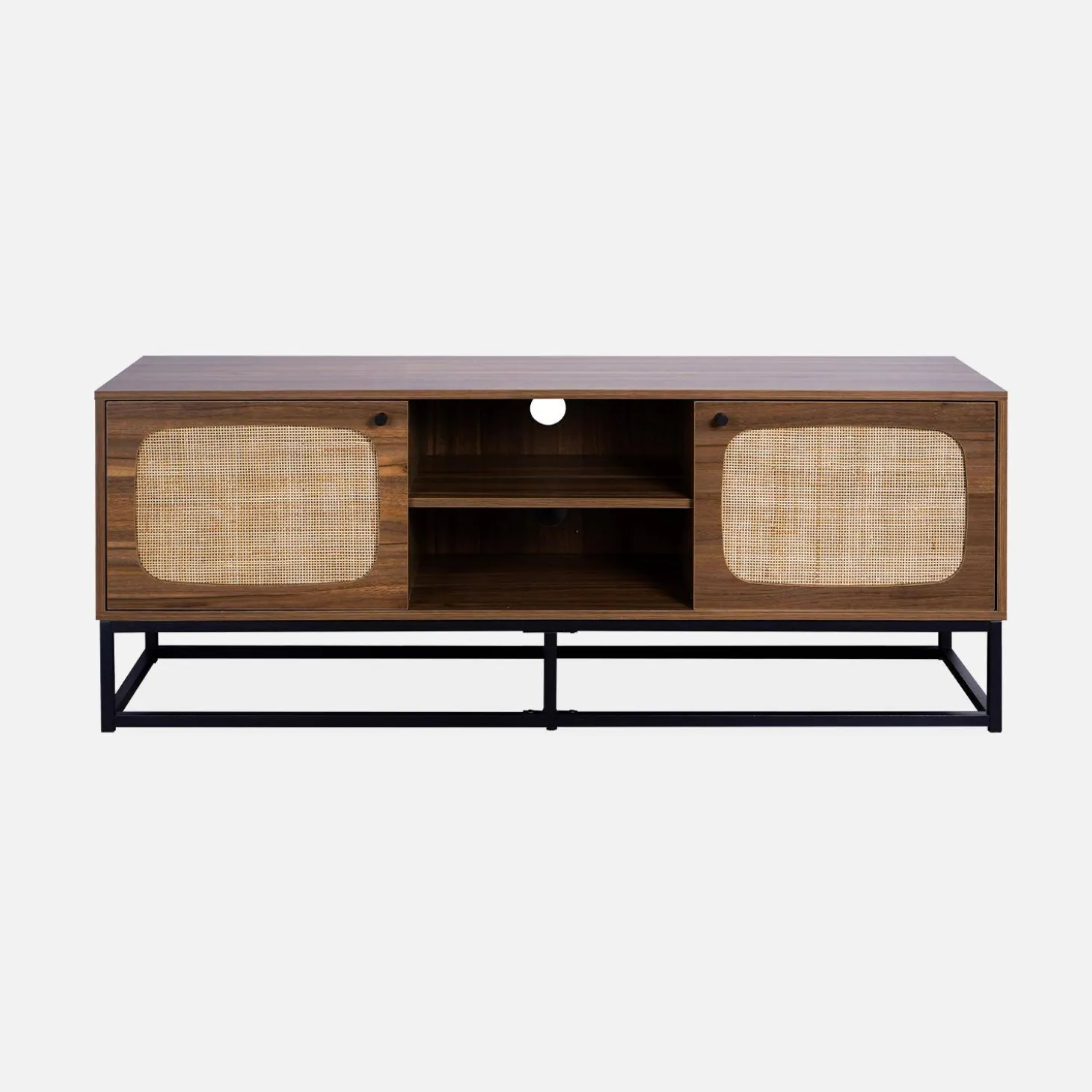 Soporte de TV de madera y caña redondeada 140cm