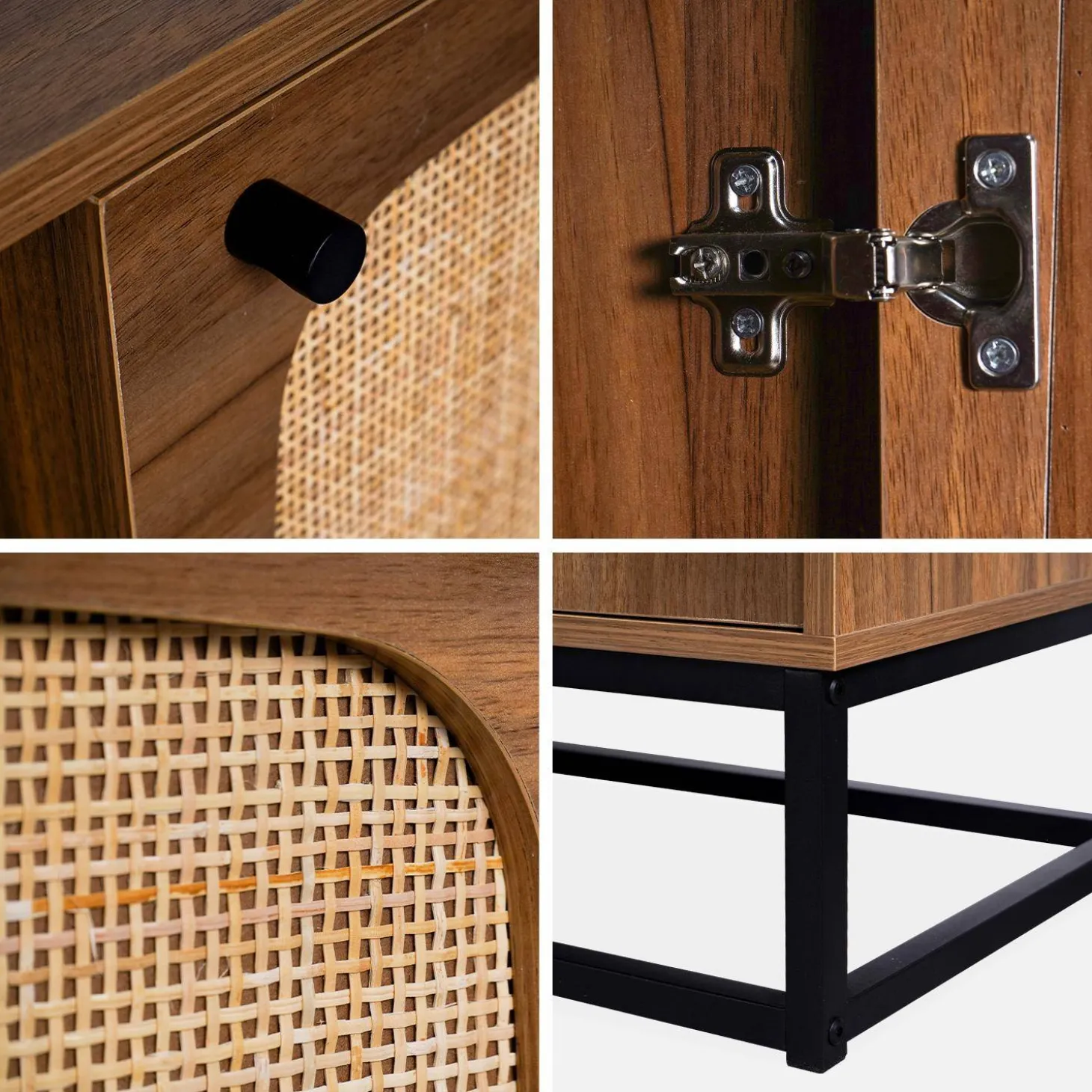 Soporte de TV de madera y caña redondeada 140cm
