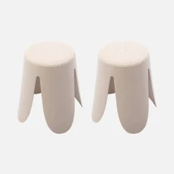 Taburete apilable con asiento texturado, set de 2