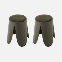 Taburete apilable con asiento texturado, set de 2