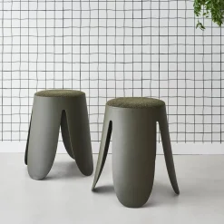 Taburete apilable con asiento texturado, set de 2