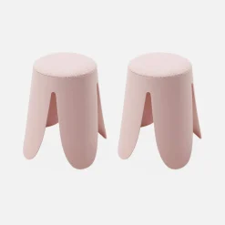 Taburete apilable con asiento texturado, set de 2